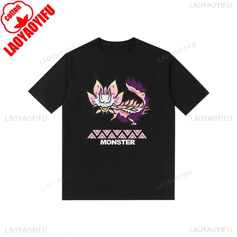 Monster Hunter Tshirt Funny Game Fans Cartoon Tops Cotton Korea Style Short Sleeve T Shirt Casual Hipster Streetwear Man Tees
