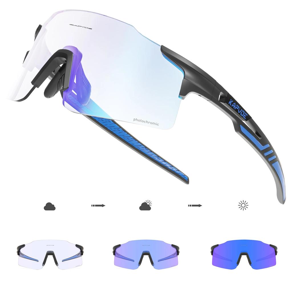 Kapvoe Photochromic Cycling Glasses MTB Cycling Sunglasses Outdoor Bike Eyewear Sports Glasses UV400 Bicycle Goggles Eyepieces