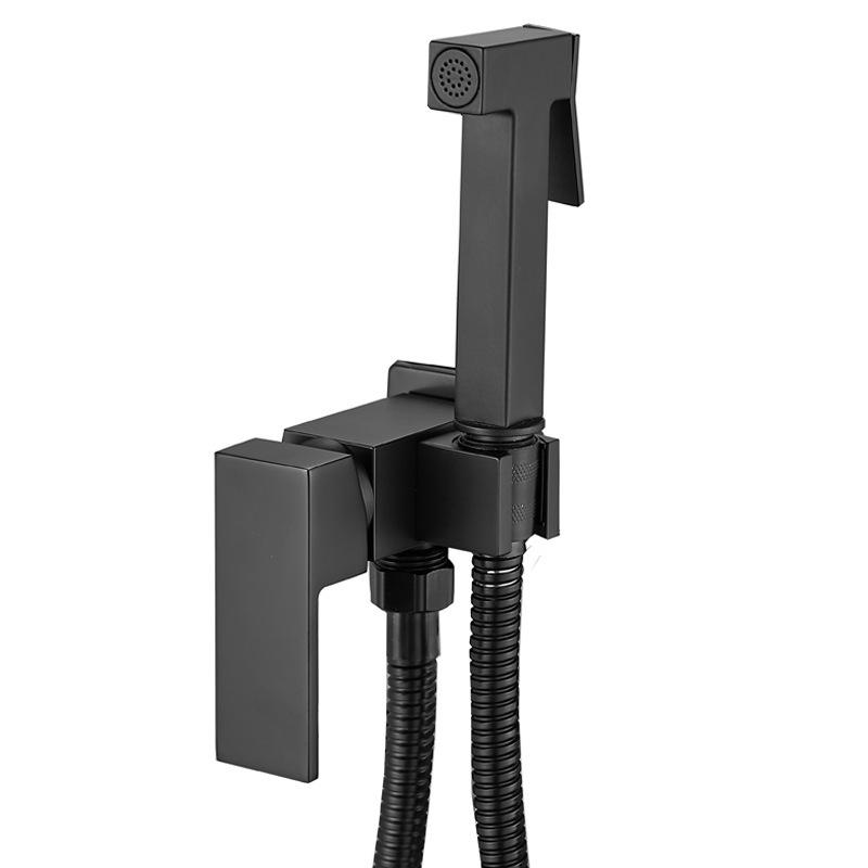 

Brass Bathroom Bidet Faucet Black High Pressure Shower Tap Washer Mixer Cold Hot Water Mixer Crane Square Shower Sprayer Head чёрный