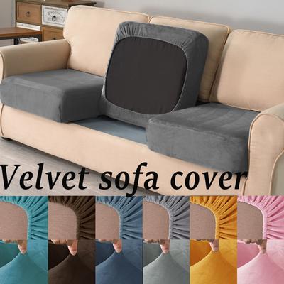High Quality Velvet Sofa Seat Cushion Cover Stretch L Shape Sofa Cover Removable Armchair Slipcover Individual Cushion Covers