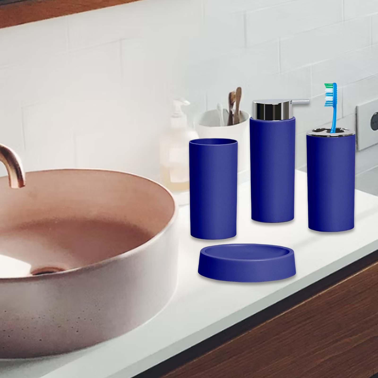 

4 шт., пластиковые наборы для декора ванной комнаты, держатель для зубной щетки + дозатор для мыла, стакан для посуды Blue