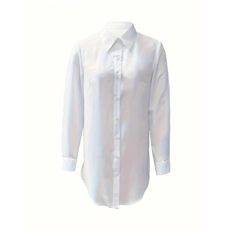 Lapel Shirt Four Seasons Fashion Simple Irregular Ladies Shirt Long-sleeved Shirt