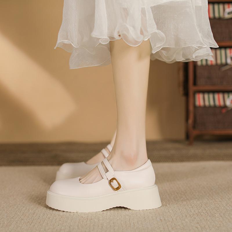 Muffin Mary Jane Platform Single Shoes Women's Shallow Mouth College Small Leather Shoes