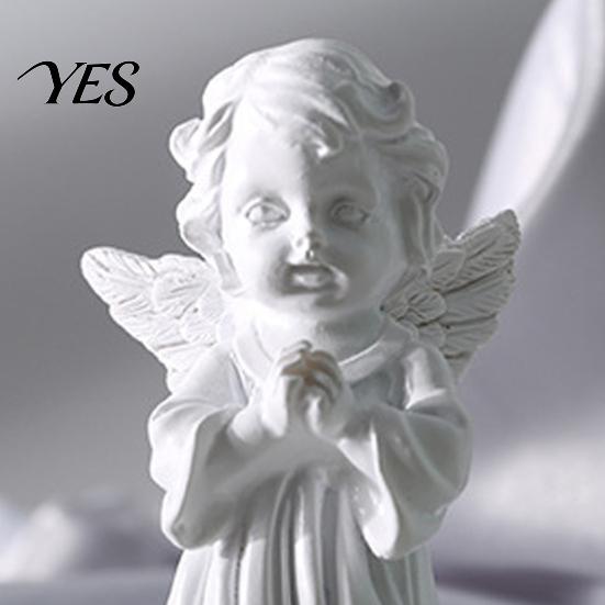 Fine Texture Gypsum Art Resin Cherubs Figurine, White Angel Statue, Garden Praying Cherub Sculpture, Shelf Decor Indoor Outdoor Home Decoration, Cute