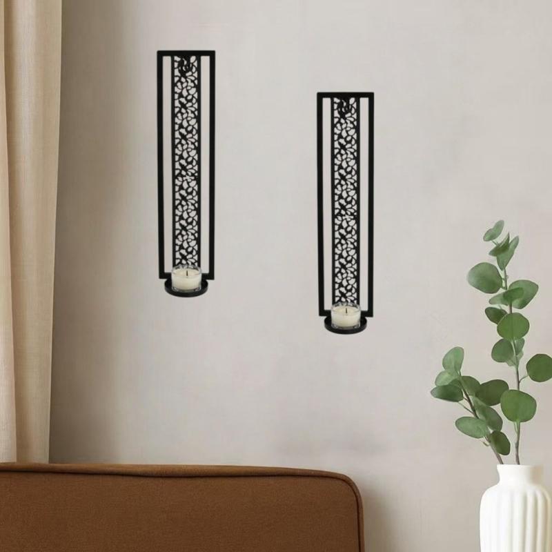 Eisen Hängende Kerzenhalter Wandakzent mit Gittermuster für Wohnzimmer und Flur Hausstyling als Innenakzent