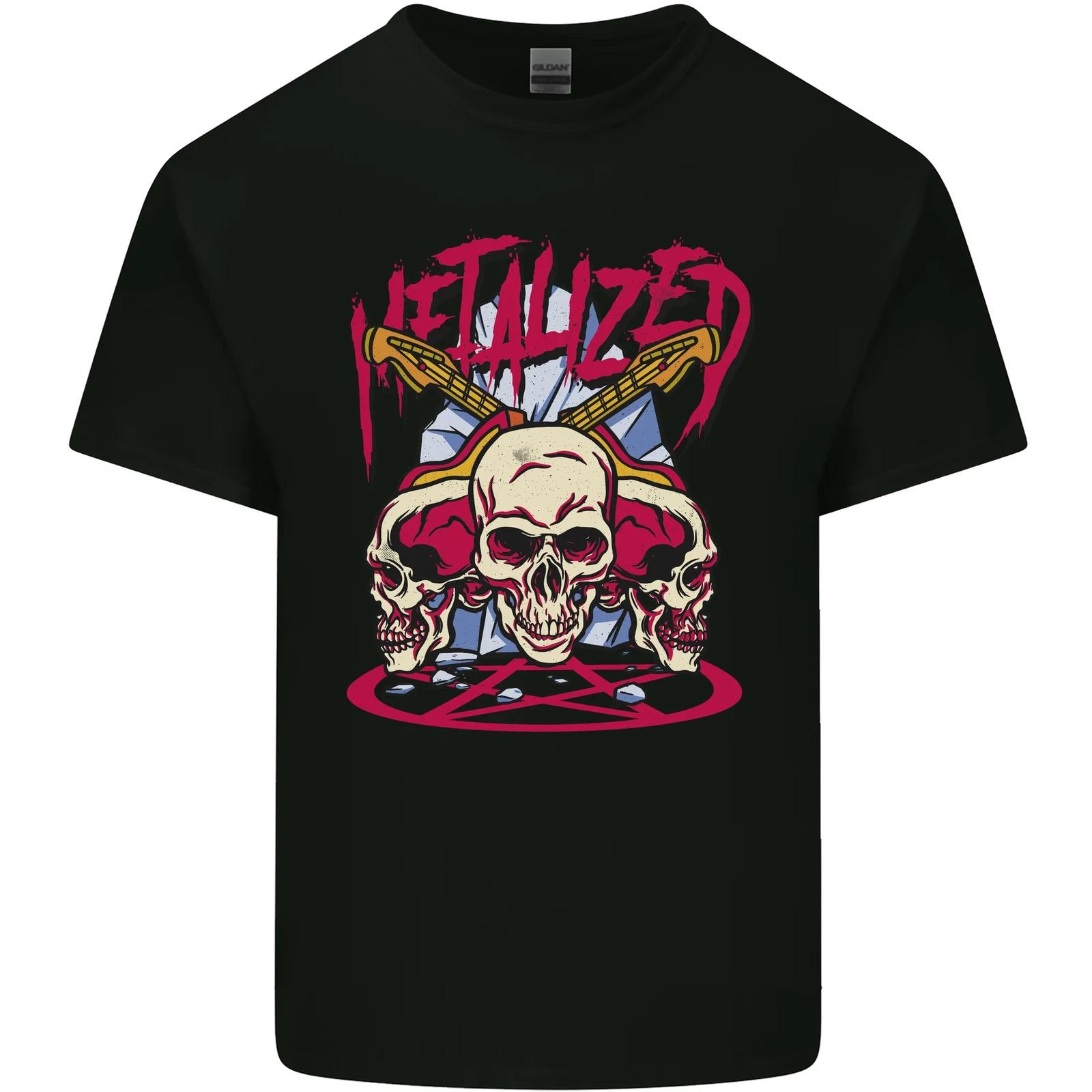 Metalized Heavy Metal Demonic Skulls Death Kids T-Shirt Childrens 2XL