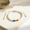 Lightweight Woven Wristband Rainbow Beads Bracelet for Men Women Handmade Bohemian Style Beaded Jewelry Braided String Bracelet Adjustable
