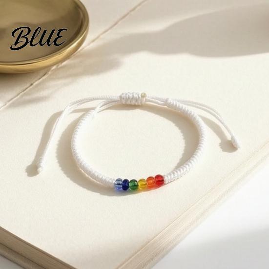 Lightweight Woven Wristband Rainbow Beads Bracelet for Men Women Handmade Bohemian Style Beaded Jewelry Braided String Bracelet Adjustable