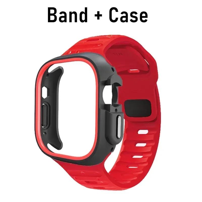 TPU Case+Silicone Strap for Apple Watch Band Ultra 49mm Sport Band for Iwatch Series10 9 8 7 6 SE 5 4 46mm 45mm 44mm 41 40 42mm