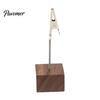 Compact Note Holder Wooden Cube Memo Clip Stand, Display Solid Wood Square Base Receipt Card Holder, Vertical for Wedding Party or Office Table