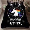 Microfiber Fabric Bedclothes Kids Beds Cartoon Rainbow Unicorn Bedding Set Home Bed Set Cute Unicorn Duvet Cover With Pillowcase