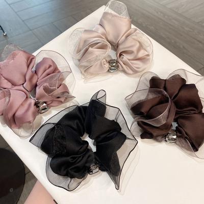 Dafang Organza Diamant Bord Dentelle Noir Grand Intestin Bandeau Cheveux Corde Tête Boule Attachée Femmes Haut de Gamme Fleur de Tête Accessoires Cheveux