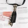 Oval Plaid Bow Tie Rhinestone Chain Decorative Neck Tie Preppy Necktie  British Academy Style