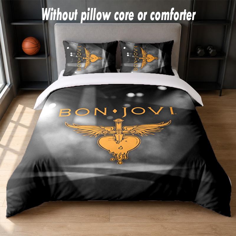 Set Biancheria da Letto Design Bon Jovi 1 Copripiumino + 2 Federe Morbido Traspirante Biancheria da Letto per la Casa