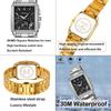 SKMEI Square Wristwatch Men's Stainless Steel Waterproof Analog Business Casual Chronograph Silver Black High-End Gift