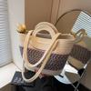 Large capacity woven bag women's new shoulder handbag commuter beach hand bucket bag