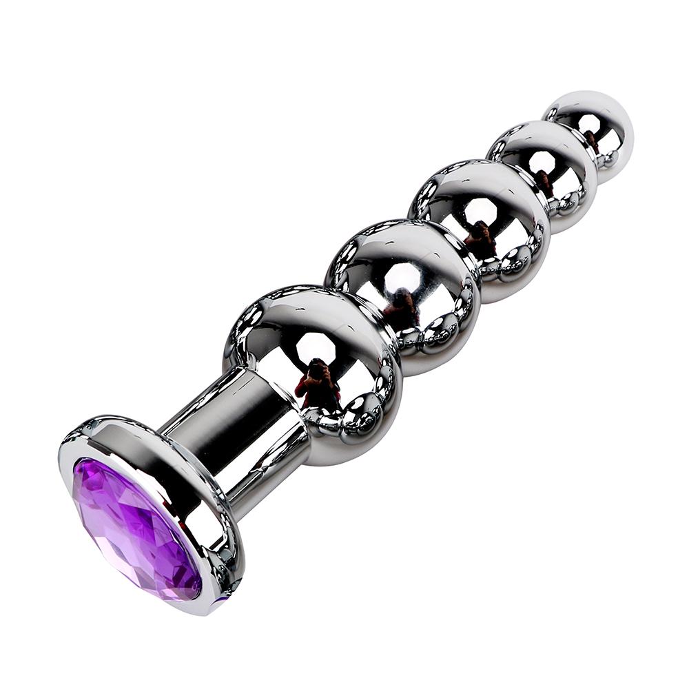 Stainless Steel Prostate Massage Butt Plug Heavy Anus Beads with 5 Balls Sex Toys for Men/ Women/Gay Metal Anal