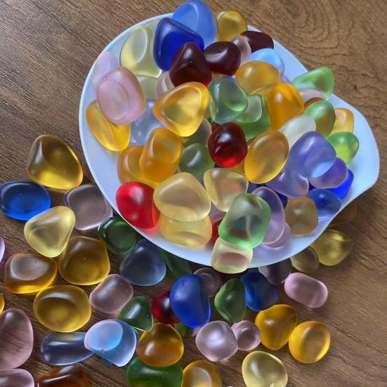 Parlatılmış Cam Taşlar 500g Yuvarlak Deniz ??Cam Çakıl Taşları 2-3cm Düzensiz Karışık Renkler Akvaryum Çakıl Taşları Balık Tankı Peyzajı için