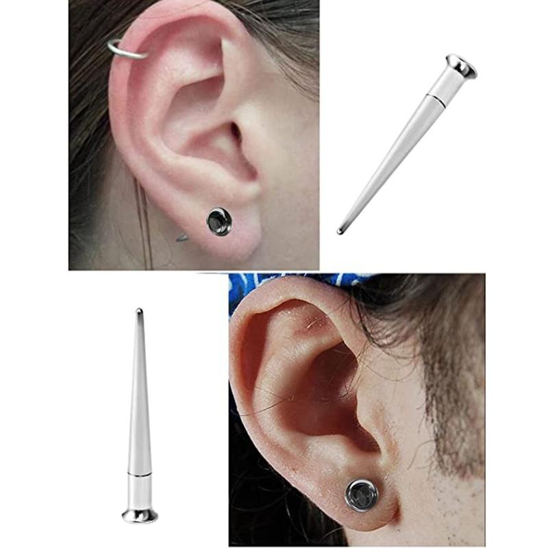 6Pcs Stainless Steel Ear Gauge Stretching Kit Plug Taper Insertion Pin for Ear Tongue Stretcher Piercing Stretching Tool