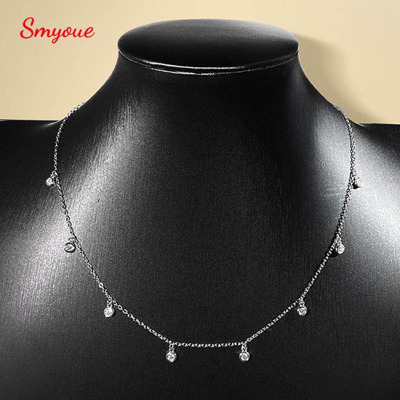 Smyoue Certified Bubble 8 Stone 100% Real Moissanite Necklace Pendant Classic Women's Neck Chain Silver 925 Plated 18K