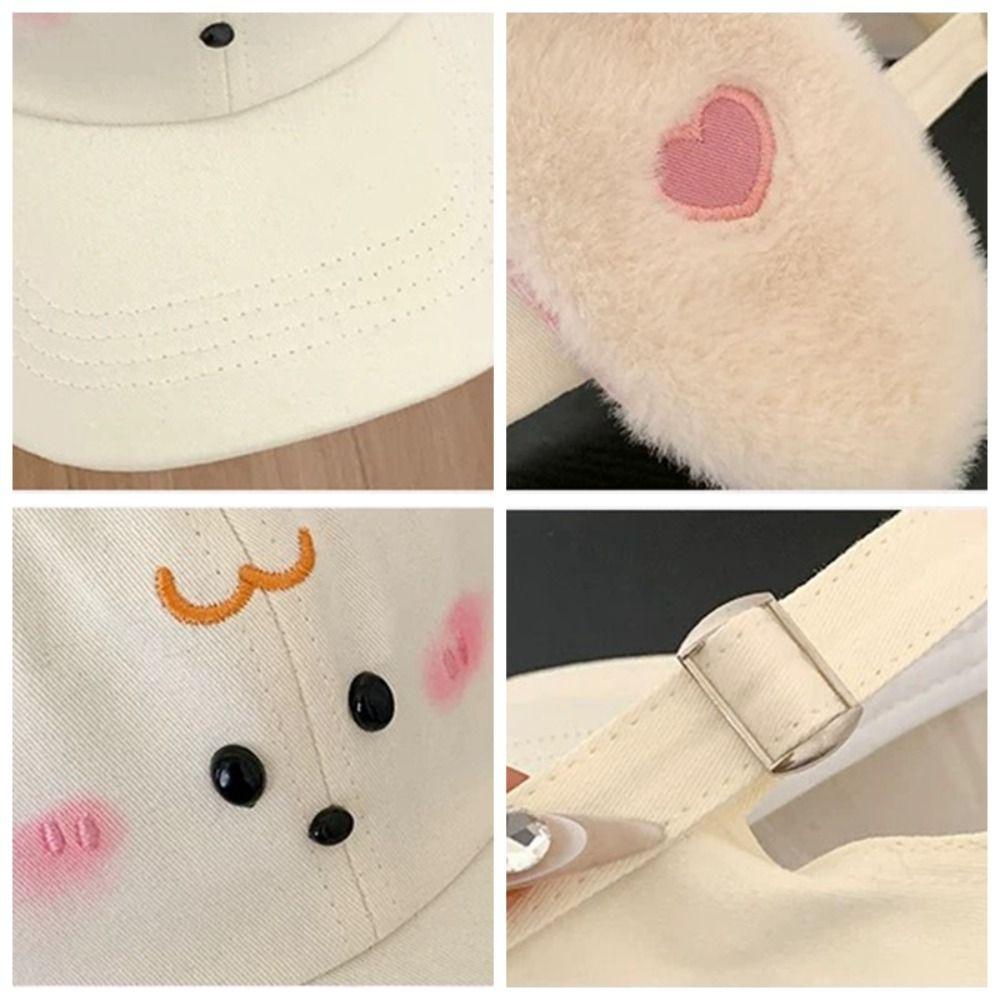 Cute Baseball Cap Plush Rabbit Ear Sunscreen Hat Trendy Peaked Cap Spring Summer