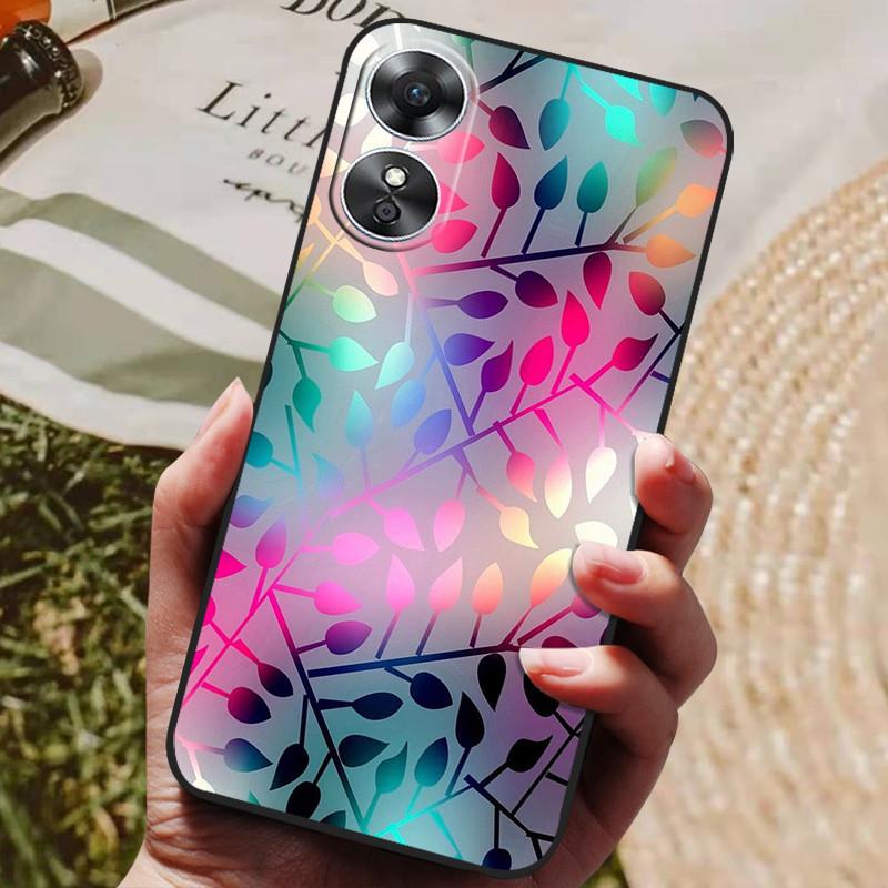 For OPPO A58 4G Case Covers Painted Soft Silicone Black Cover for Oppo A38 4G A18 cases OPPOA38 CPH2579 TPU Coque Protective