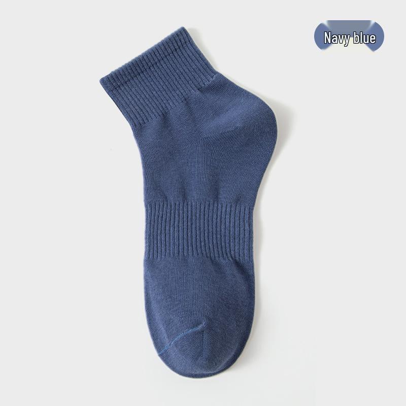 Men's Spring-Summer Mid-Calf Combed Cotton Socks - Anti-Pilling, Odor-Resistant, Thickened Sports Socks (Solid Color)