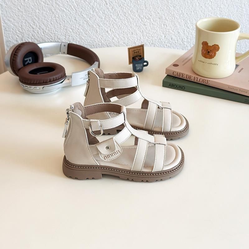 

New Arrival Kids Sandals, Summer Fashion Versatile Soft Sole Back Zipper Sandals for Little & Big Girls 32