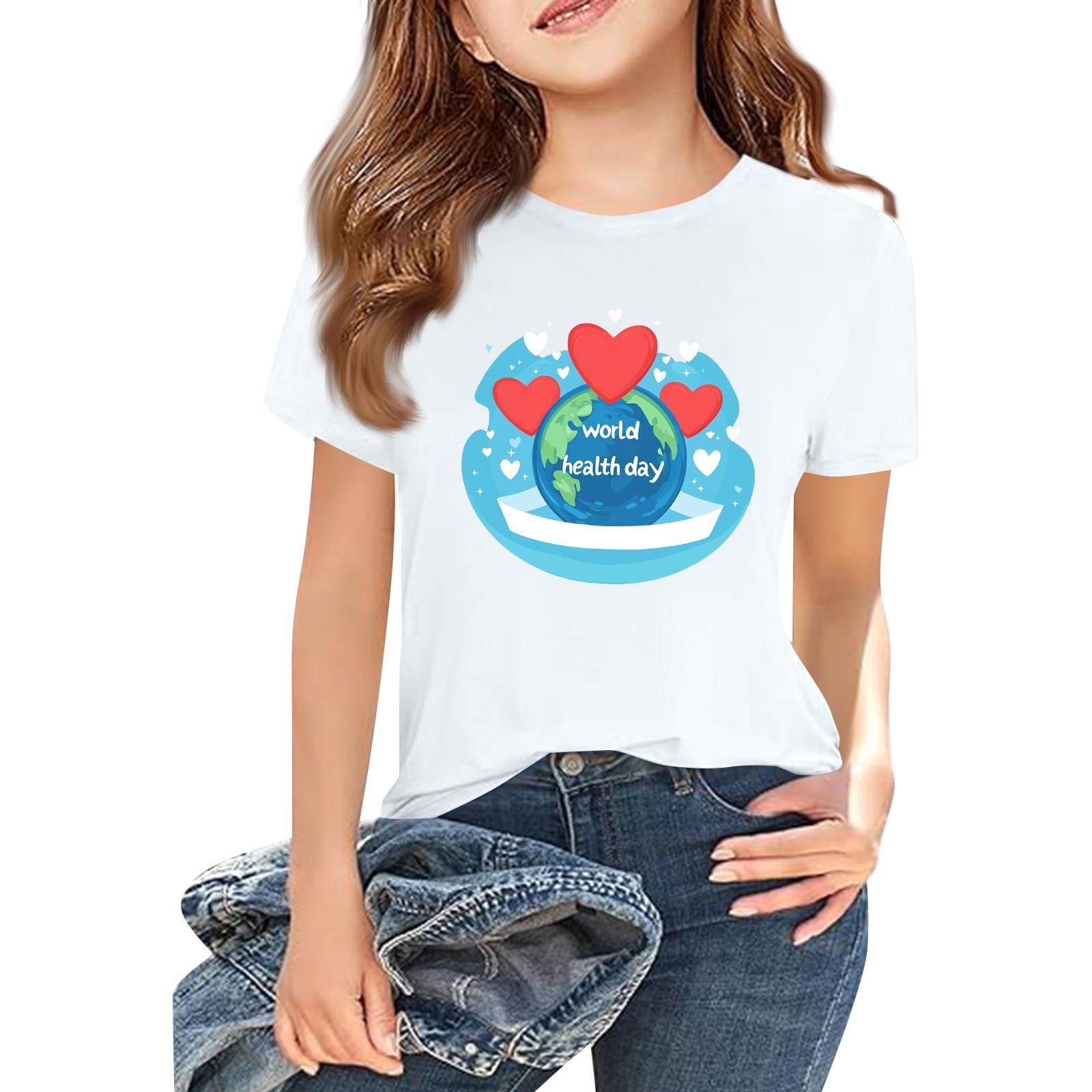 

Детская модная повседневная футболка с коротким рукавом и круглым вырезом с принтом 160 белый