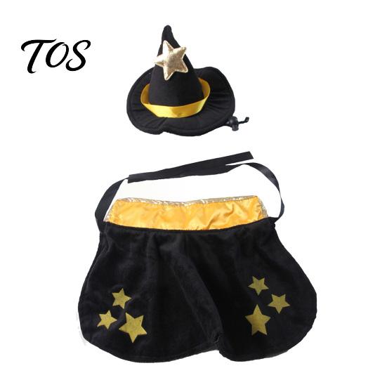 Halloween Wizard Cloak for Pets 1 Set Cat Witch Costume, Black Cape And Hat, Moon Pet Costume Star Pointed Hat Cats Small Medium Dogs Festive