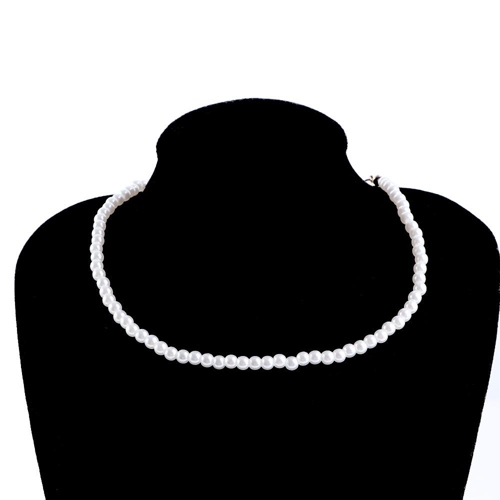 Elegant Round Chunky White Pearl Beaded Pearl Chokers Clavicle Chains Women Necklaces Korean Style