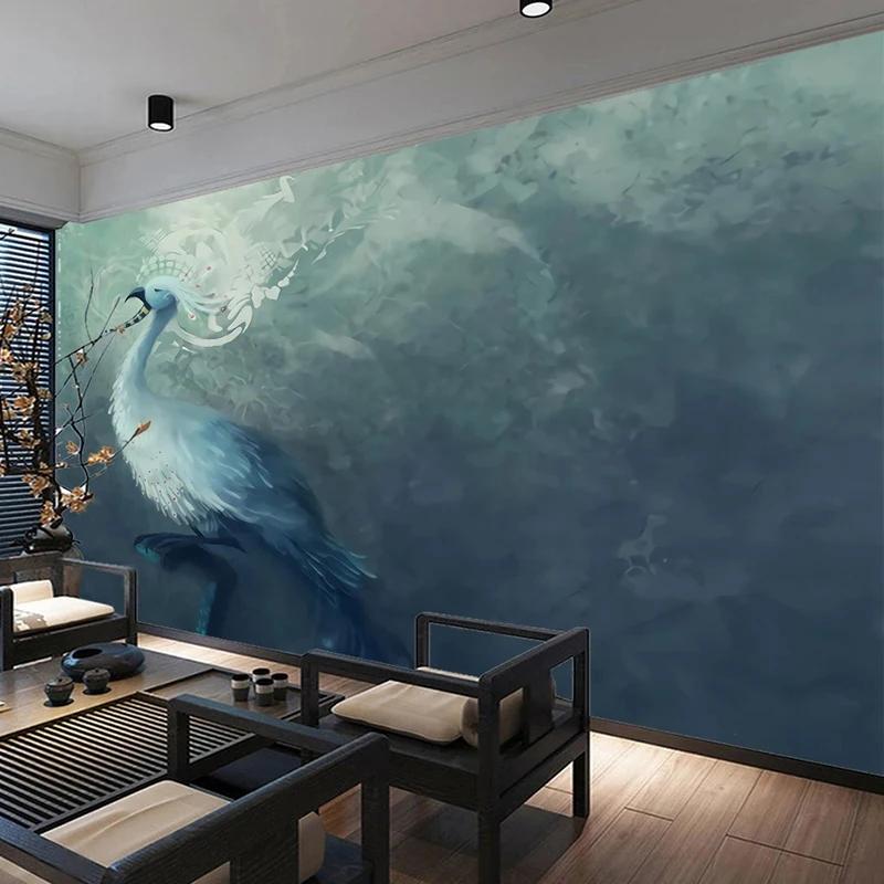 3D  Mural Creative Abstract Blue Peacock Wallpaper Living Room Restaurant Bedroom Backdrop Decor Art 3D Fresco