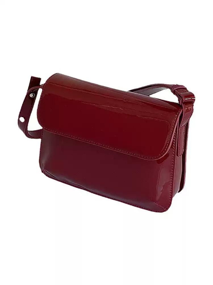 Wine Red PU Underarm Bag 2026 New Women's Vintage Lacquer Leather Shiny Buckle Single Shoulder Bag Luxury Elegant Crossbody Bag
