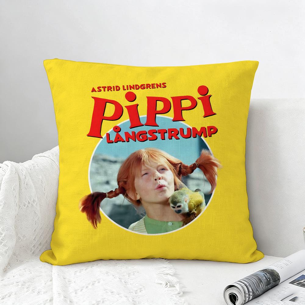 Book Pippi Longstocking Cushion Cover Natural Linen Pillowcase Set AllinOne Decor for Sofa Bedroom Chair