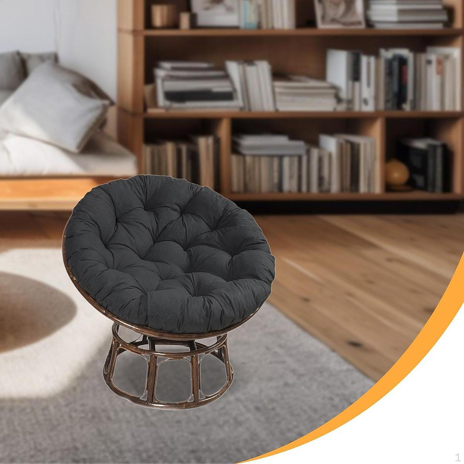 

Circular Chair Cushion for Floor Use, Pet-Friendly Pad Hanging Basket Chairs, Seat чёрный