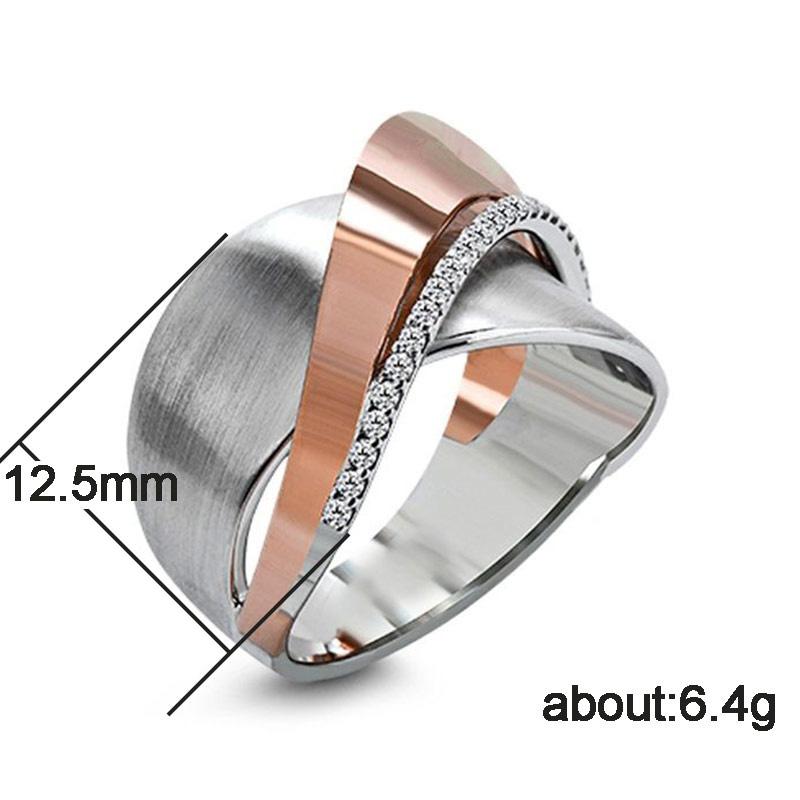 Huitan Geometrische Form Metall Damenring Party Accessoires Täglicher Büro Damen Fingerring Persönlichkeit Modeschmuck Zirkonstein