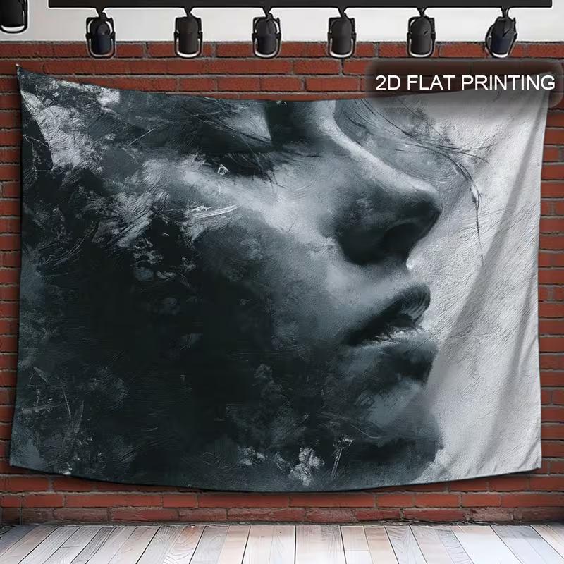 2D Abstract Grayscale Portrait Party Decoration Backdrop 47.2x31.5inch/120*80cm