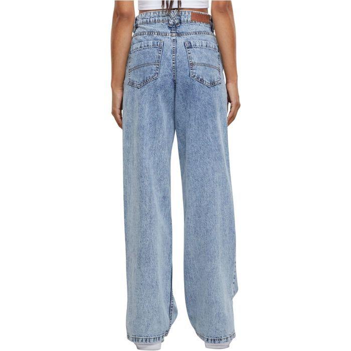 Urban Classics Damen - Wide Leg Schlitz Denim Jeans