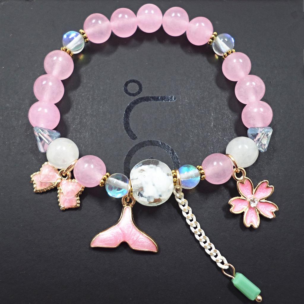Korean Version of Chalcedony Glazed Moon Star Pendant Bracelet Burst Stone Crystal Bracelet Women's Handmade Beaded Hand Jewelry
