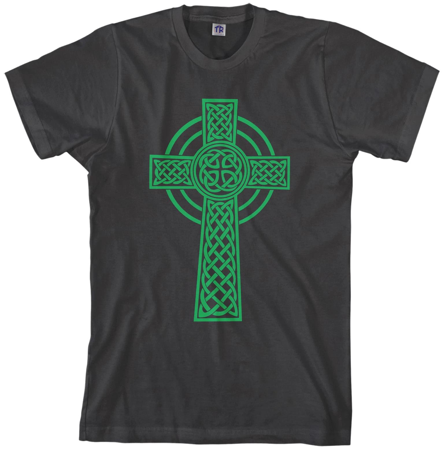 

Threadrock Men s Green Celtic Cross T shirt Irish Pride Religious 3XL