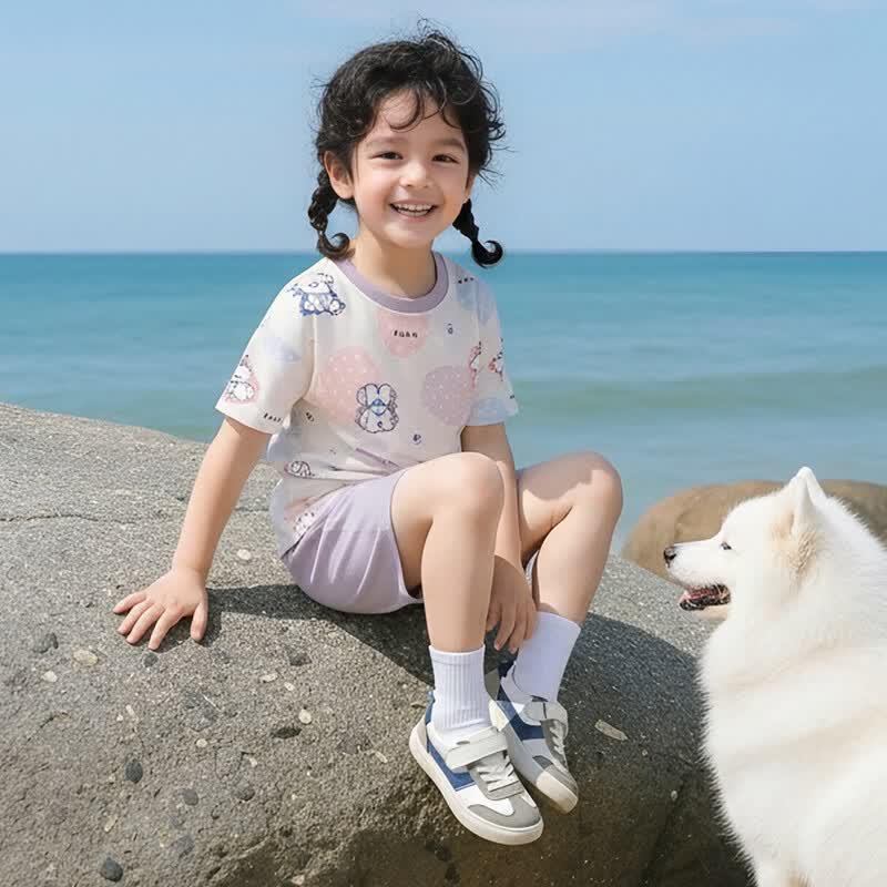 ZISEHY Kids' Summer Short-Sleeve Cotton Pajamas