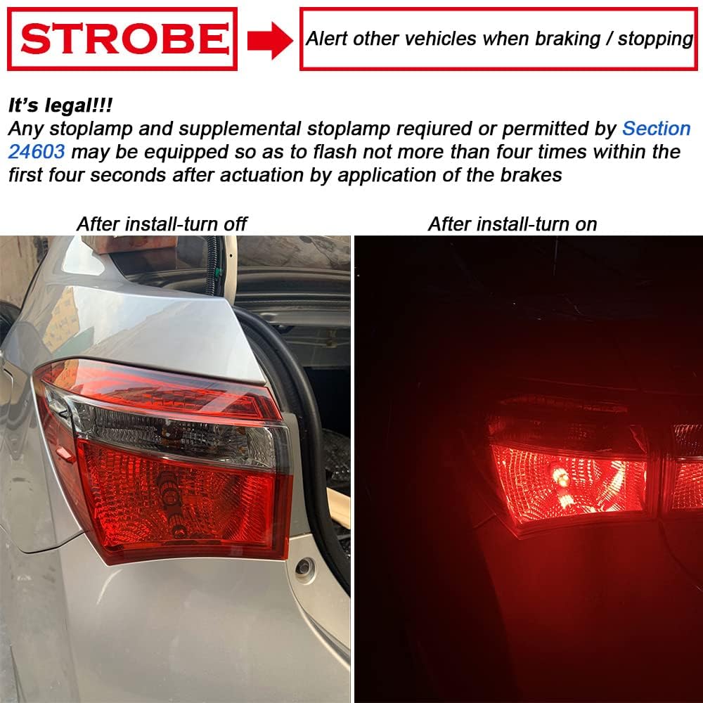 GLOFE Uppgraderad Version 7440 7443 LED Strobe Bromsljuslampa Bakljus Ren Röd
