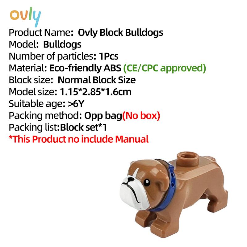 Creative Building Blocks MOC City Scene Bulldog Interior Decoration Assembled DIY Pet Dog House Elements Bricks