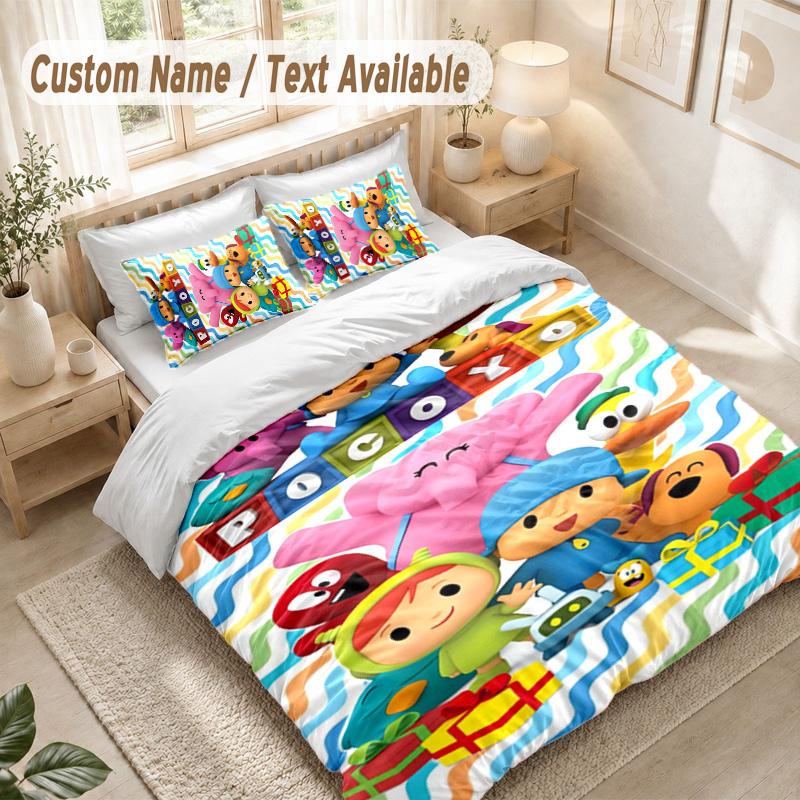 Set Biancheria da Letto Cartone Animato Pocoyó, 1 Copripiumino & 2 Federe Morbido Confortevole Camera da Letto Tessile per la Casa Decorazione