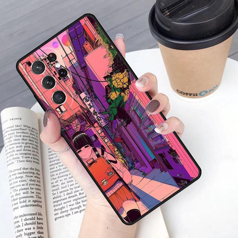 Japanese Style Anime phone case Cover For Samsung Galaxy S24 S25 Ultra S21 S22 Ultra S10E Note 10 Plus Note 20 FE S23