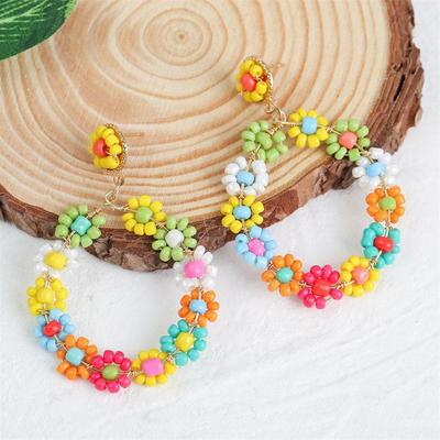 Fashion Boho Earrings for Women Colorful Style Sweet Flower Earrings Jewelry Floral Beaded Earrings Accessories LXY