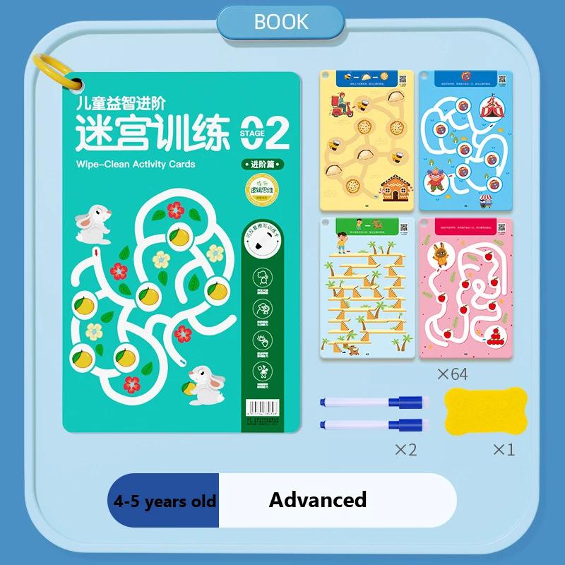 Concentration Maze Training Book Reusable Practice Copybook Pen Control Training Magical Montessori for Kids Education Book