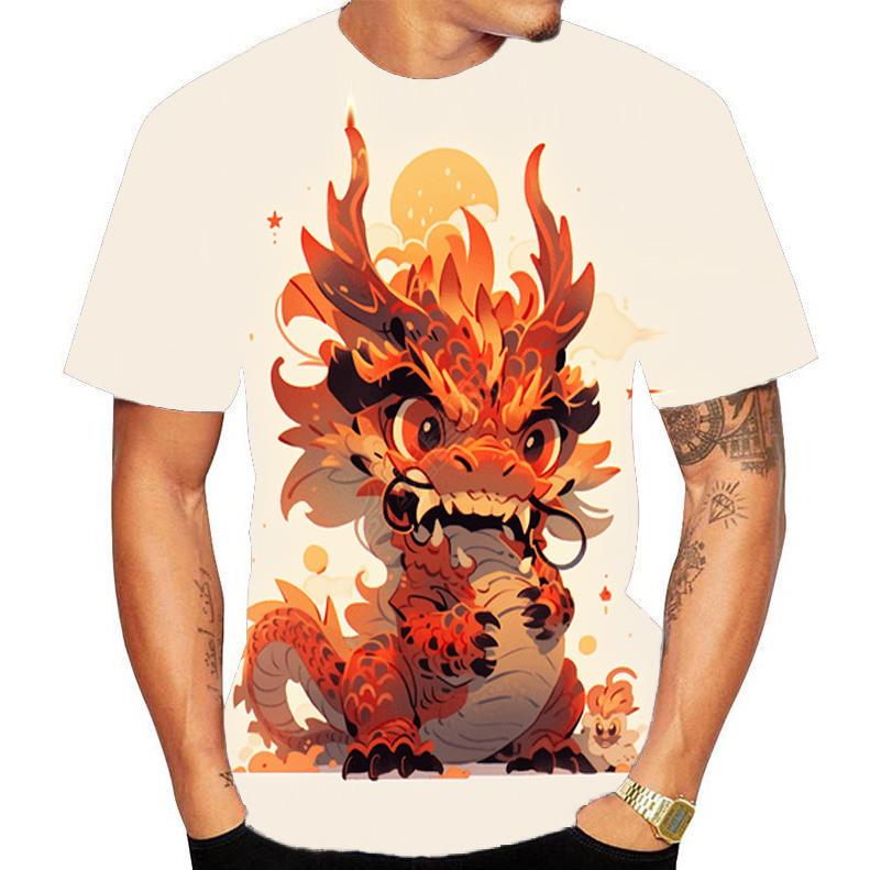 Tričko Dragon Animal s 3D potlačou Jar Leto Tričko Ženy Muži Oblečenie Veľká veľkosť O Krk Krátky rukáv Voľné topy Priedušné páry Košele