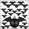 12/24-Piece Gothic Black Christmas Ball & 3D Winged Bat Ornaments for Halloween and Holiday Tree Decor