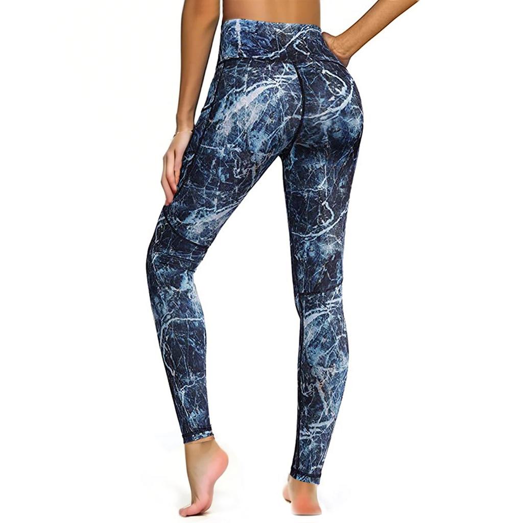 Women's Casual High-waisted Elastic Multi-color Exercise Patchwork Pocket Leggings Yoga Pants - Pants